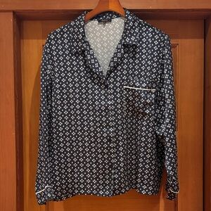 Quince 100% Silk Satin Pajama Top With Piping, NWOT, XL